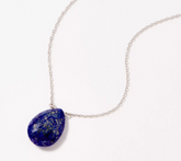 Generation Gems Pear Opaque Lapis Gemstone 18" Necklace Sterling Silver